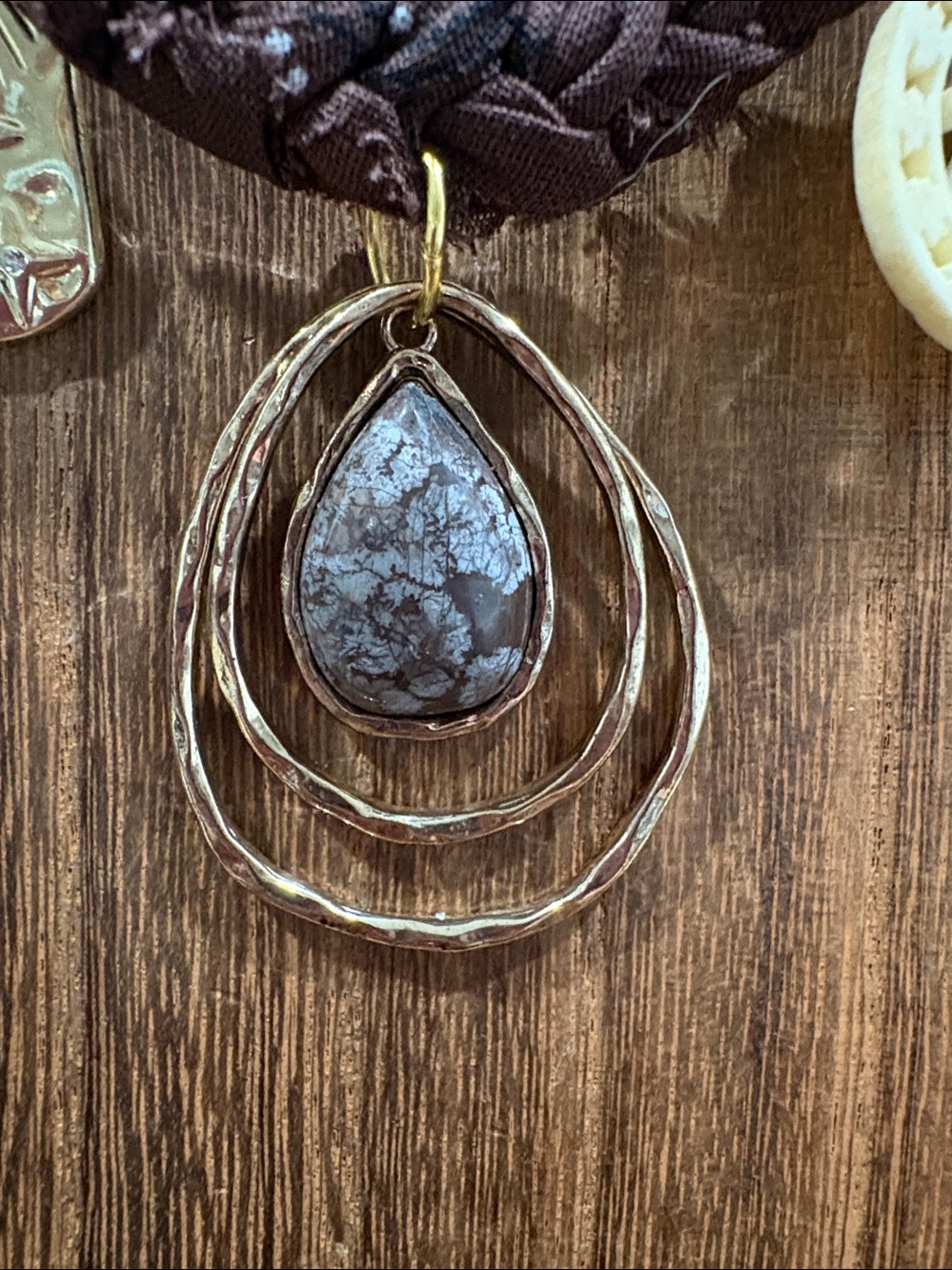 Gem- Handmade Braided Brown bandana Choker charm Necklace - Picture 2 of 7
